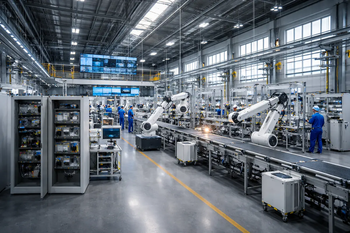 Engineer servicing an industrial automation control system
